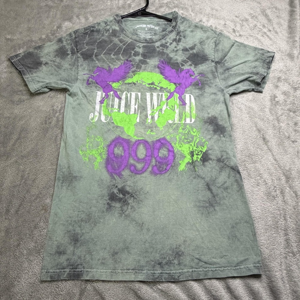 Juice Wrld Shirt Mens Small Green Purple 999 Tie Dye Rap Graphic Tee Music